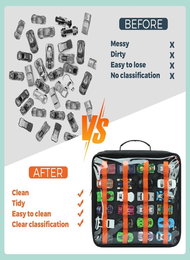 كيسلان علبة تخزين سيارات ألعاب بـ 124 فتحة مع نافذة شفافة، تتسع لـ 124 سيارة مصبوبة من المعدن، منظم سيارات ماتشبوكس متوافق مع سيارات الألعاب، حقيبة حمل محمولة بخمسة ألواح من البولي إيثيلين (أسود) - Image 5